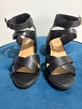 Black Strappy Ankle-Wrap Women's Sandals